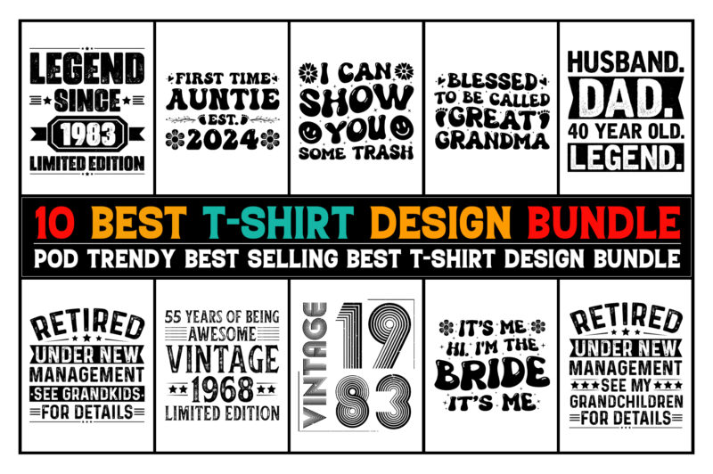 Typography T-Shirt Design Bundle