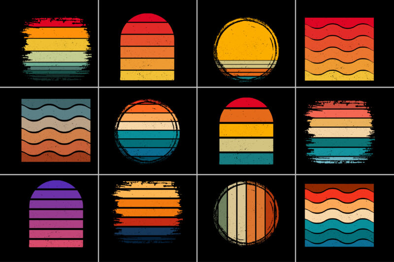 Retro Vintage Sunset Background for T-Shirt Design