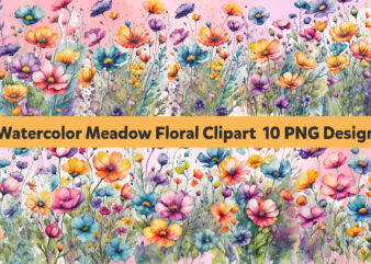 Watercolor Meadow Floral Clipart t shirt design for sale