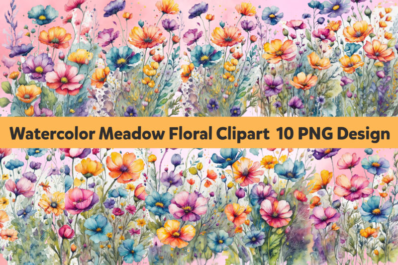 Watercolor Meadow Floral Clipart