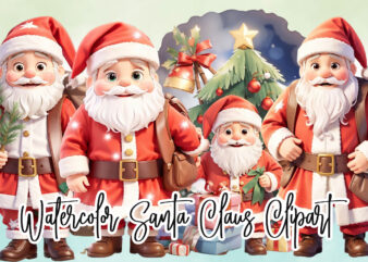 Watercolor Santa Claus Clipart