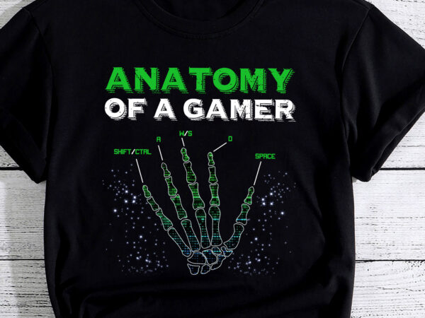 Anatomy of a gamer video game player gaming for boys men pc t shirt vector