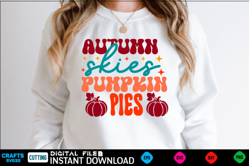 Autumn Skies Pumpkin Pies svg design fall design, fall, autumn, pumpkin, halloween, autumn design, fall leaves, thanksgiving, october, autumn leaves, spooky, leaves, leaf, fall colors, orange, cute, nature, season, ghost,