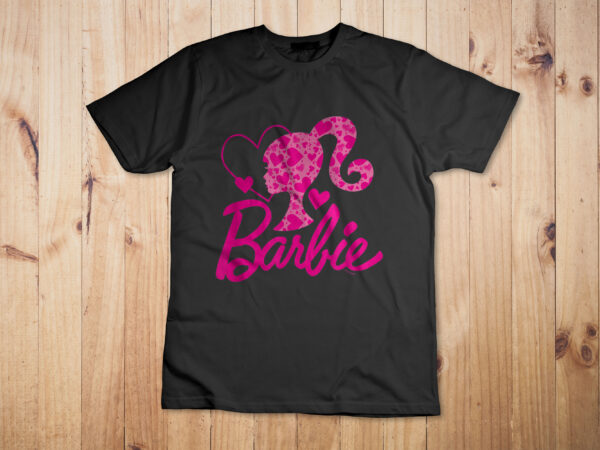 Barbie black heart logo crew neck t-shirt design