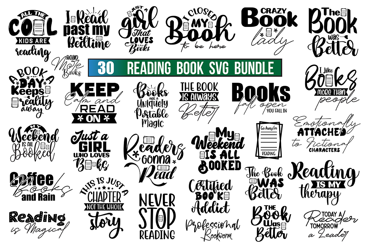 Reading Books SVG Bundle, Books Svg - Buy t-shirt designs