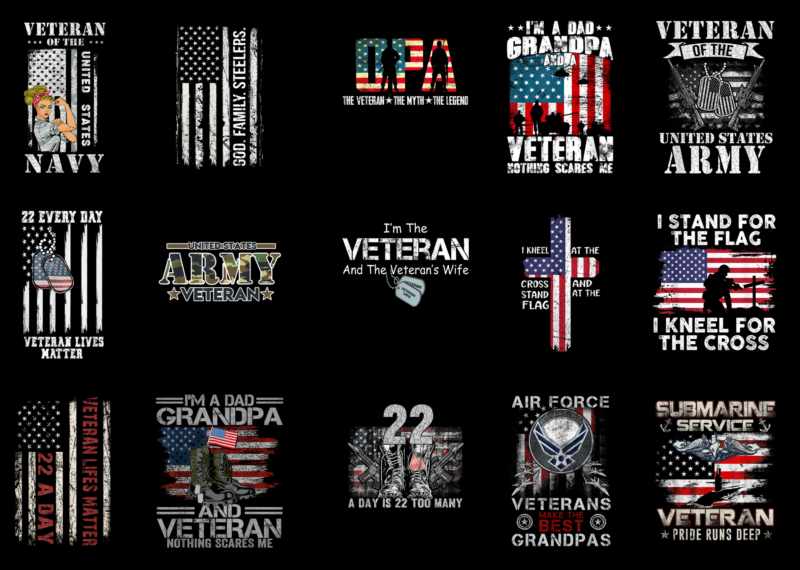 15 Veteran Shirt Designs Bundle For Commercial Use Part 1, Veteran T ...