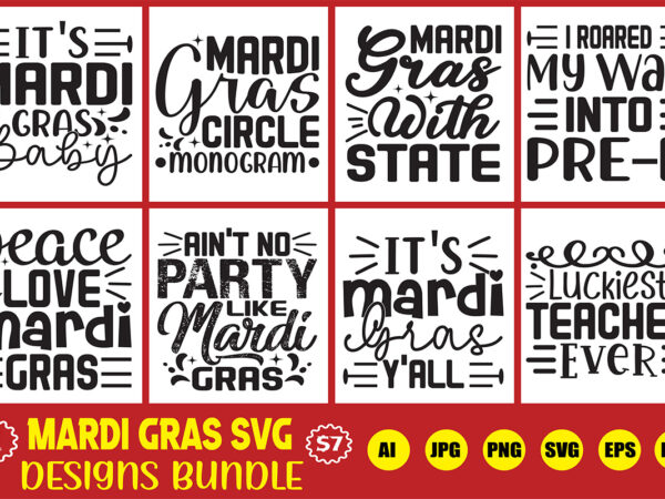 Mardi gras svg designs bundle