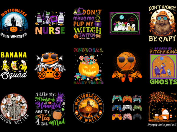 15 halloween shirt designs bundle for commercial use part 1, halloween t-shirt, halloween png file, halloween digital file, halloween gift, halloween download, halloween design rd