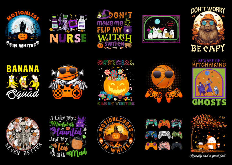 15 Halloween Shirt Designs Bundle For Commercial Use Part 1, Halloween T-shirt, Halloween png file, Halloween digital file, Halloween gift, Halloween download, Halloween design RD