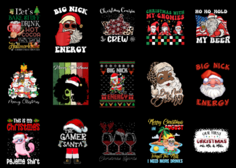 15 Christmas Shirt Designs Bundle For Commercial Use Part 1, Christmas T-shirt, Christmas png file, Christmas digital file, Christmas gift, Christmas download, Christmas design RD
