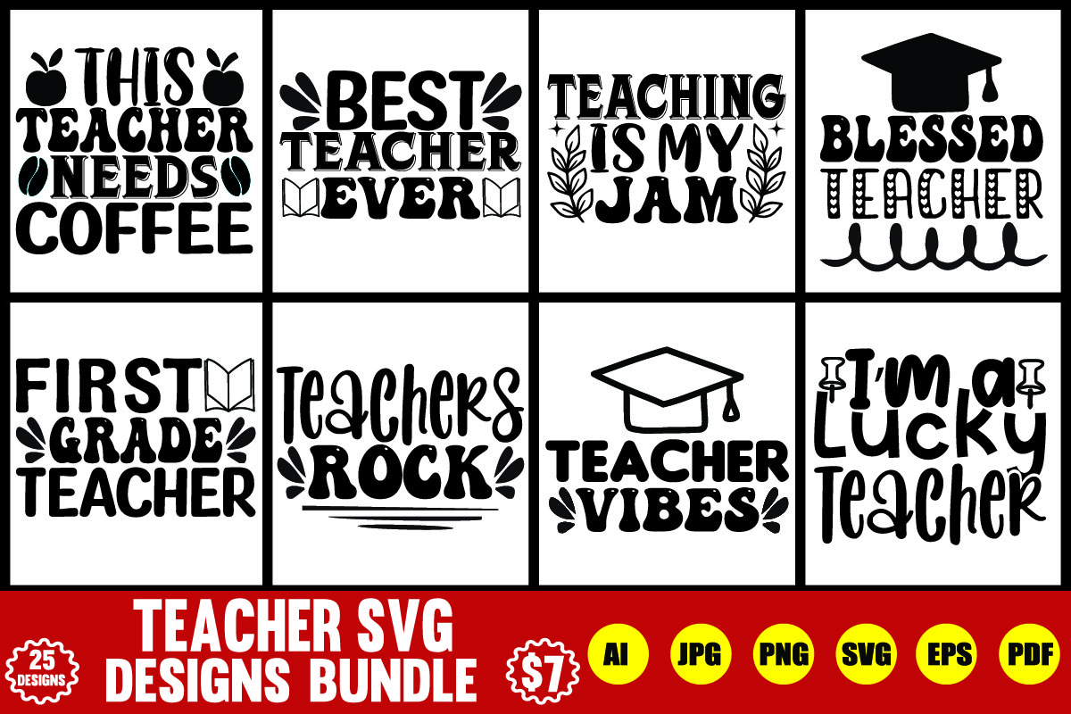 teacher svg designs bundle - Buy t-shirt designs