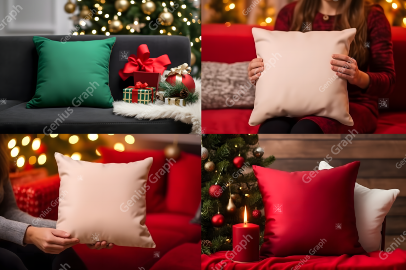 Cozy Christmas Pillow Mockup Bundle