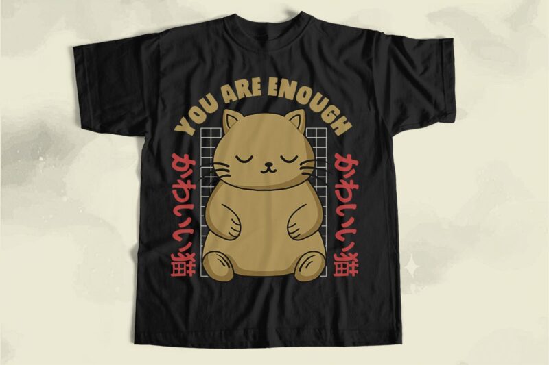 Retro Funny Japanese T-shirt Designs Bundle, Cute Animals Japanese Style, Inspirational Quote T-shirt Design