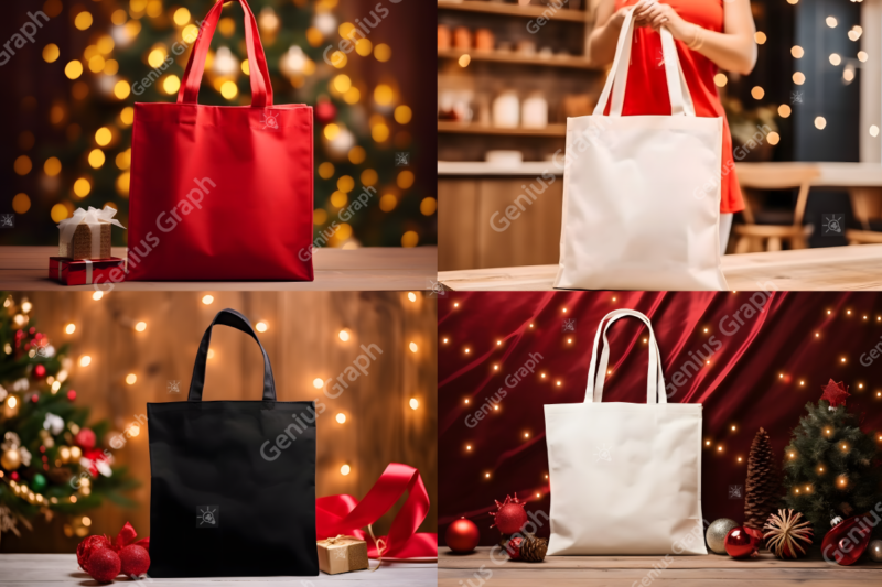 Cozy Christmas Tote Bag Mockup Bundle