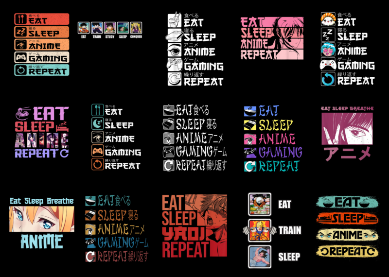 15 Eat Sleep Anime Shirt Designs Bundle For Commercial Use Part 2, Eat Sleep Anime T-shirt, Eat Sleep Anime png file, Eat Sleep Anime digital file, Eat Sleep Anime gift,