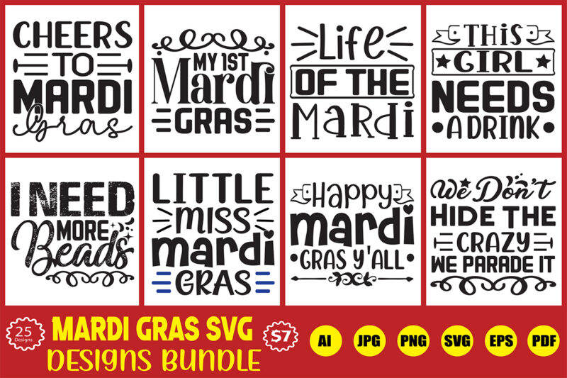 mardi gras svg designs bundle