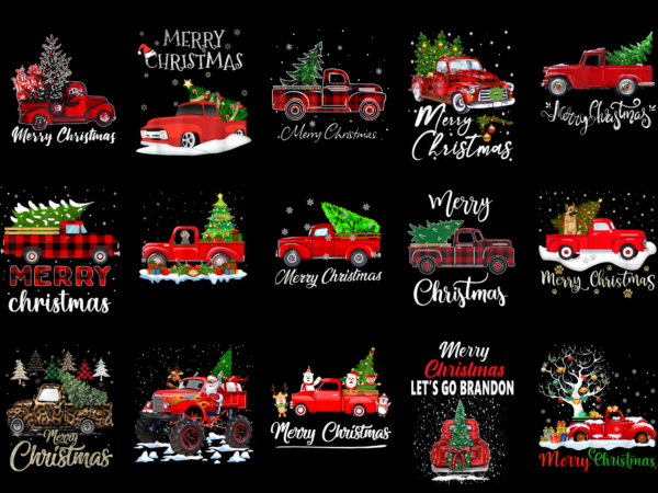 15 red truck christmas tree shirt designs bundle for commercial use part 2, red truck christmas tree t-shirt, red truck christmas tree png file, red truck christmas tree digital file,