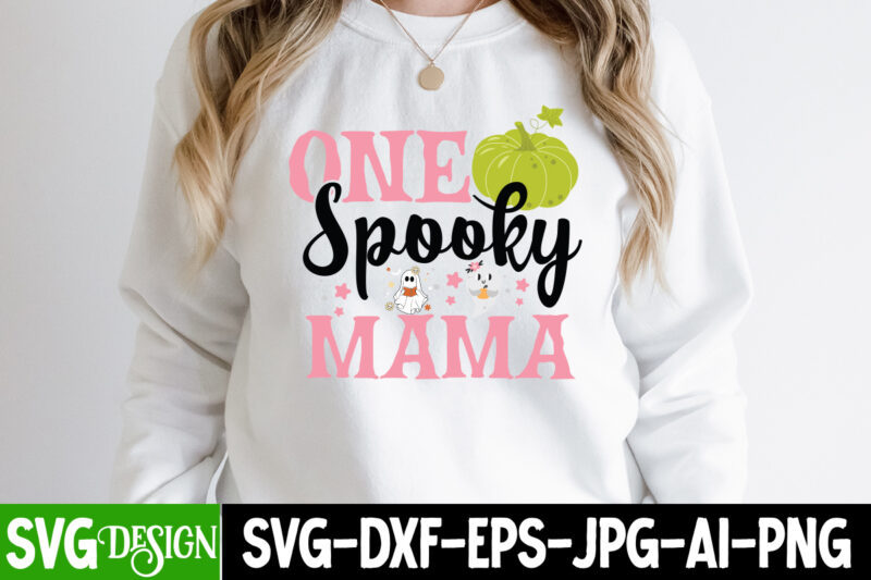 One Spooky Mama T-Shirt Design, One Spooky Mama Vector T-Shirt Design, Halloween SVG ,Halloween SVG bundle, Hallwoeen Shirt , Halloween Sublimation PNG, Trick or Treat Sublimation PNG,Halloween Gnomes SVG ,