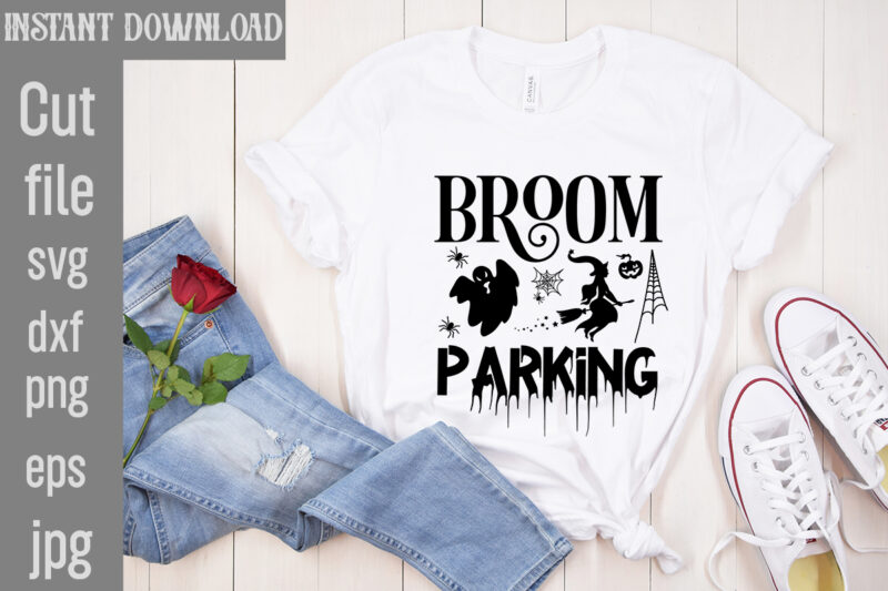 Broom Parking T-shirt Design,Bad Witch T-shirt Design,Trick or Treat T-Shirt Design, Trick or Treat Vector T-Shirt Design, Trick or Treat , Boo Boo Crew T-Shirt Design, Boo Boo Crew Vector