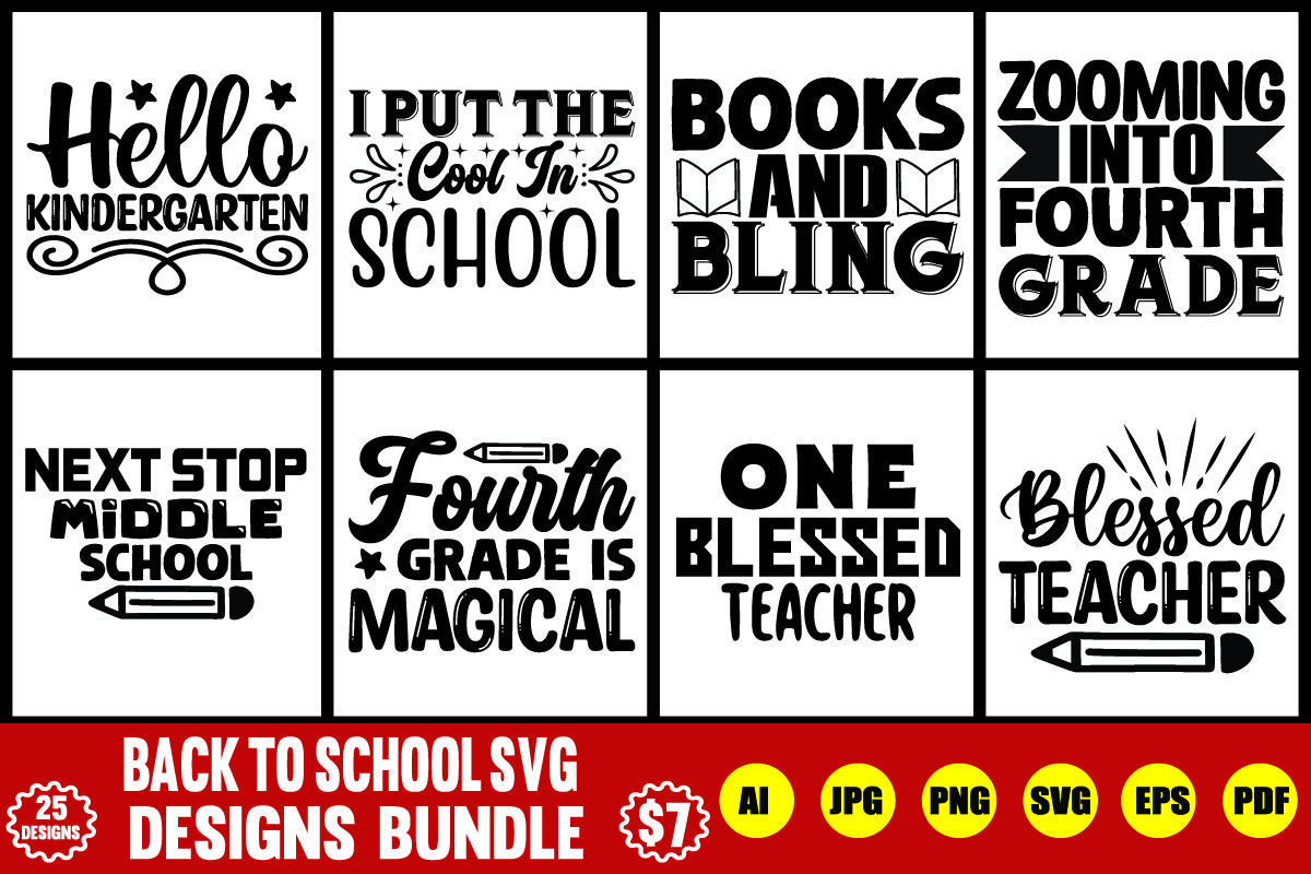 Back to School Design Bundle - Buy t-shirt designs