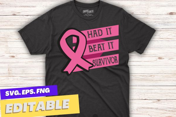 Breast Cancer I Had It I Beat It Survivor Pink Ribbon T-Shirt design vector, black women, afro girl, breast cancer,support breast cancer, Pink Ribbon, cancer awareness, survivors