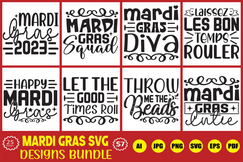 mardi gras svg designs bundle