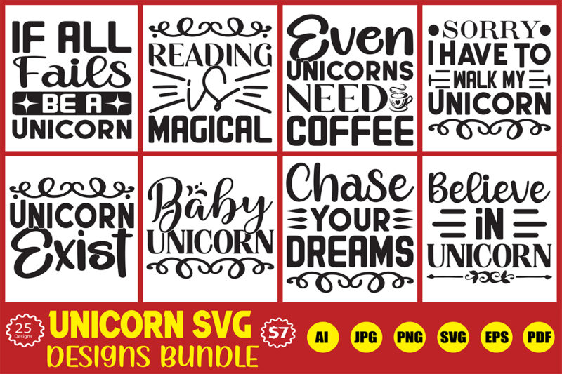 unicorn svg designs bundle