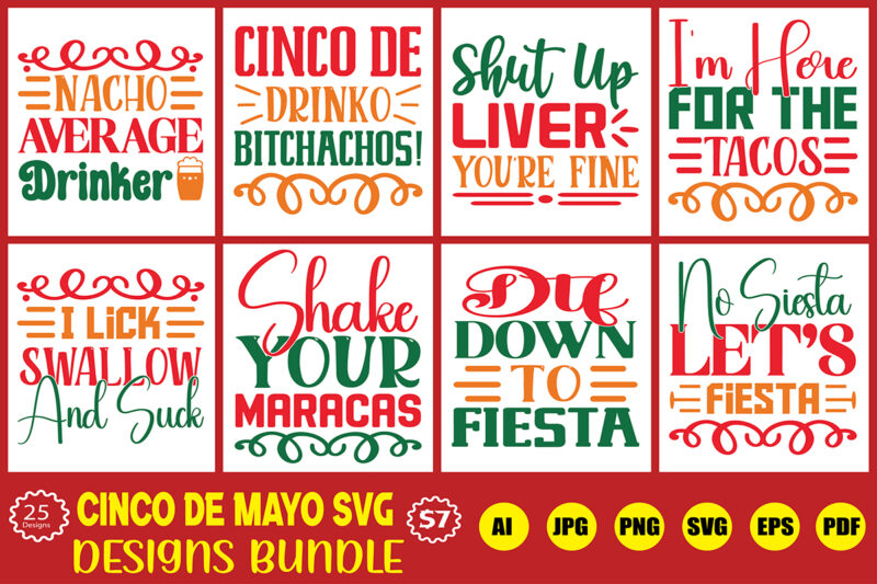 cinco de mayo svg designs bundle