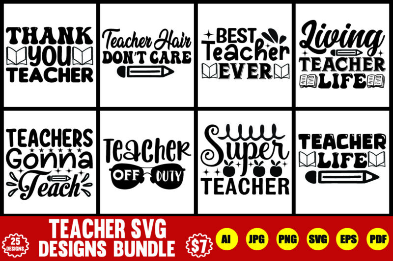 teacher svg designs bundle