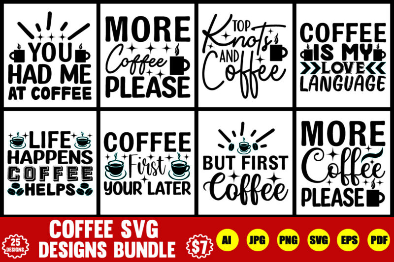 coffee svg designs bundle