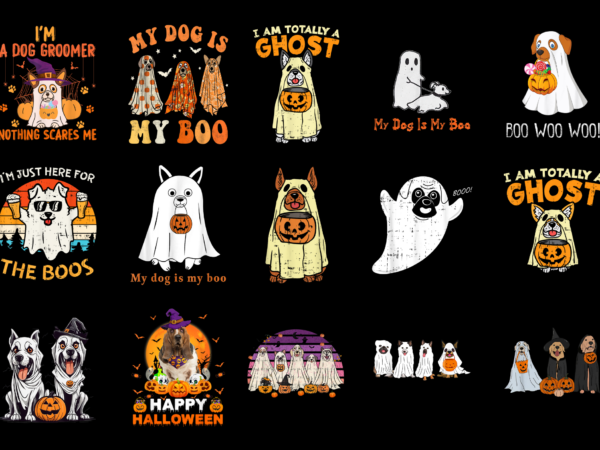 15 dog ghost halloween shirt designs bundle for commercial use part 4, dog ghost halloween t-shirt, dog ghost halloween png file, dog ghost halloween digital file, dog ghost halloween gift,