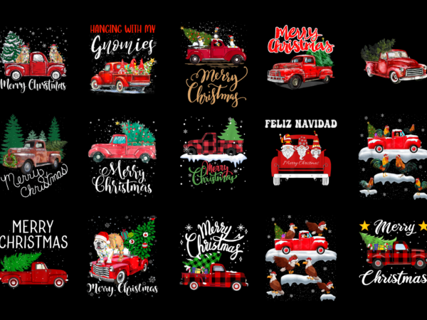 15 red truck christmas tree shirt designs bundle for commercial use part 4, red truck christmas tree t-shirt, red truck christmas tree png file, red truck christmas tree digital file,