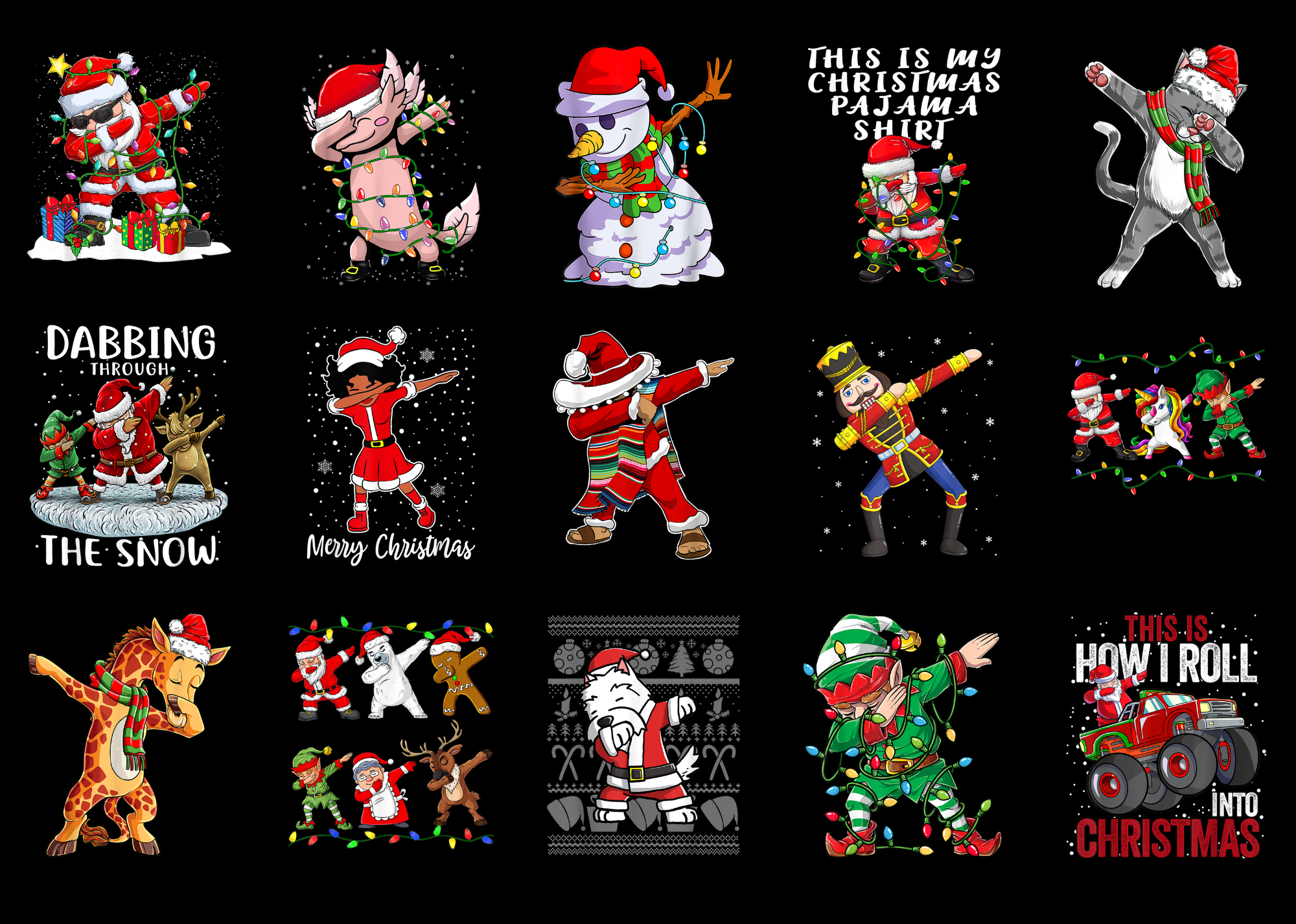 15 Dabbing Christmas Shirt Designs Bundle For Commercial Use Part 5 Dabbing Christmas T Shirt 8350