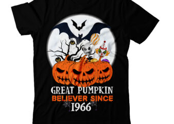 Great Pumpkin Believer Since 1966 T-Shirt Design, Great Pumpkin Believer Since 1966 Vector t-Shirt Design, Eat Drink And Be Scary T-Shirt Design, Eat Drink And Be Scary Vector T-Shirt Design,