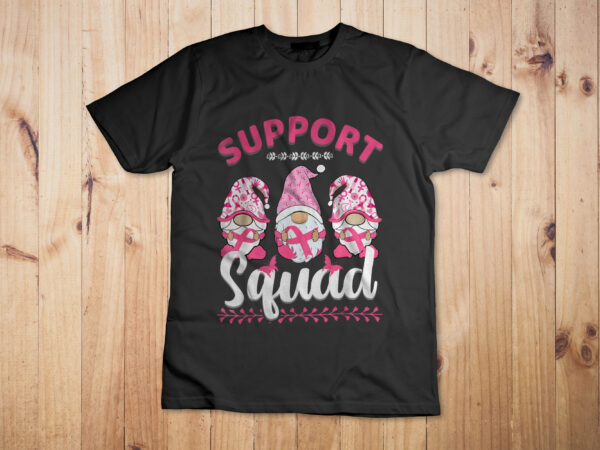 Breast cancer awareness shirt for women gnomes support squad t-shirt design