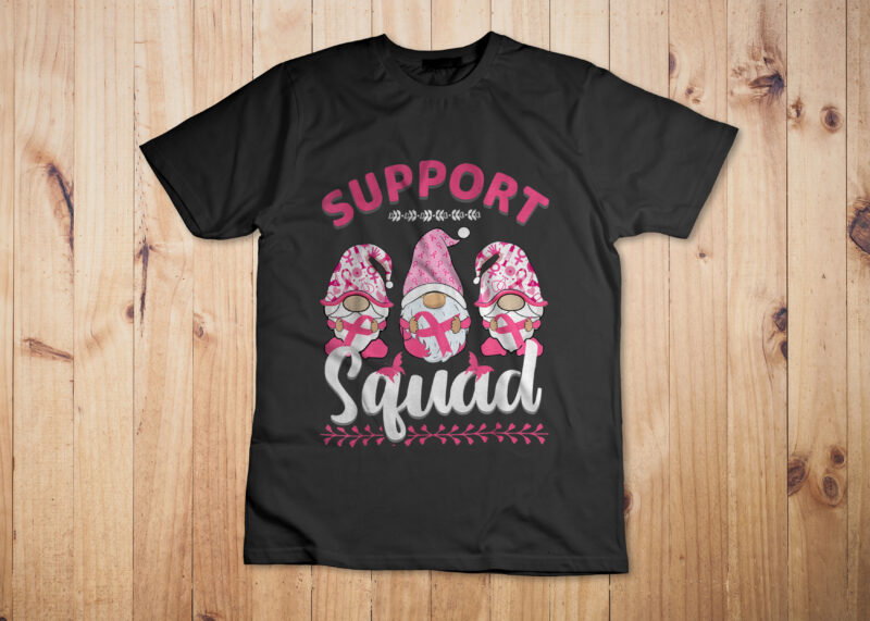 Breast Cancer Awareness Shirt For Women Gnomes Support Squad T-Shirt Design