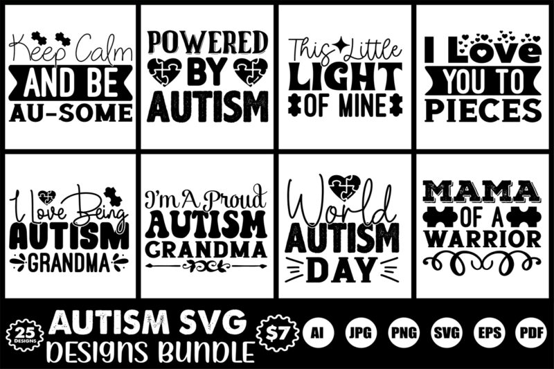 autism svg designs bundle