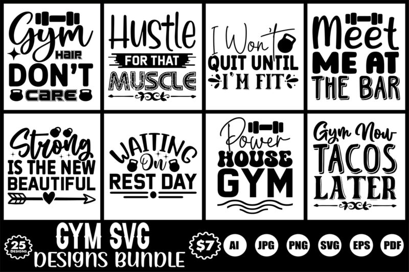 gym svg designs bundle