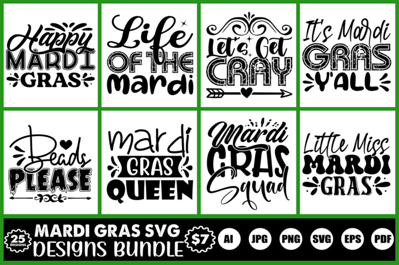 mardi gras svg designs bundle