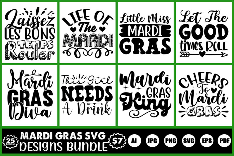 mardi gras svg designs bundle