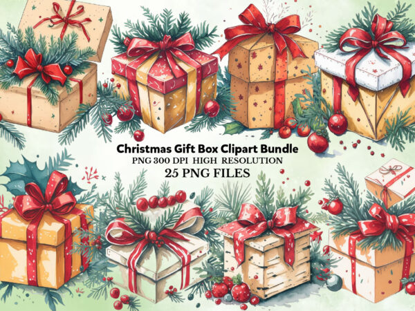 Christmas gift box clipart bundle t shirt vector file