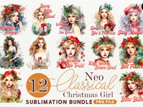 No classical christmas girl sublimation png bundle T shirt vector artwork