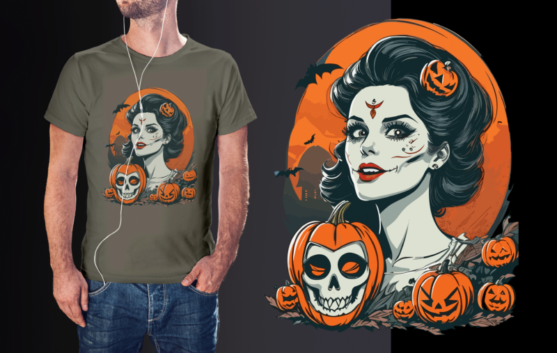 Spooky Mother Halloween Witch Tshirt Graphic