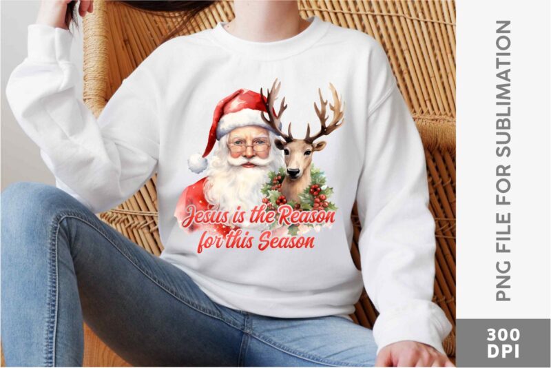 Christmas Reindeer Santa Sublimation Designs Bundle