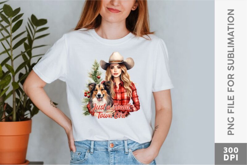 Christmas Cowgirl Sublimation PNG Designs Bundle, Christmas Cowgirl T-shirt Designs Bundle