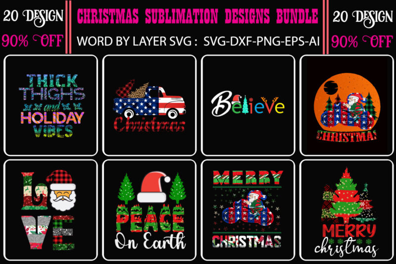 Christmas T-Shirt Bundle , Christmas Vector T-Shirt Design , Santa Vector T-Shirt Design , Christmas Sublimation Bundle , Christmas SVG Mega Bundle , 220 Christmas Design , Christmas svg bundle