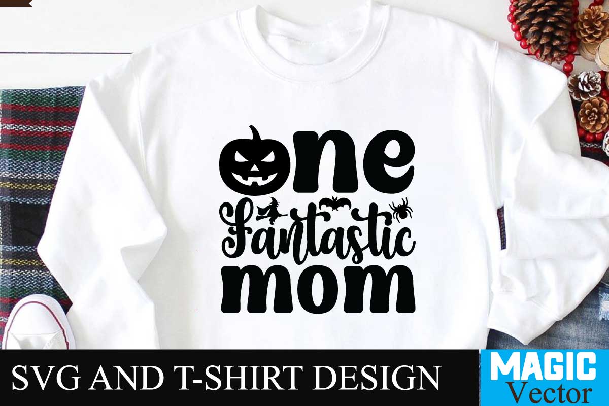 One Fantastic Mom SVG Cut File,halloween,retro halloween,retro