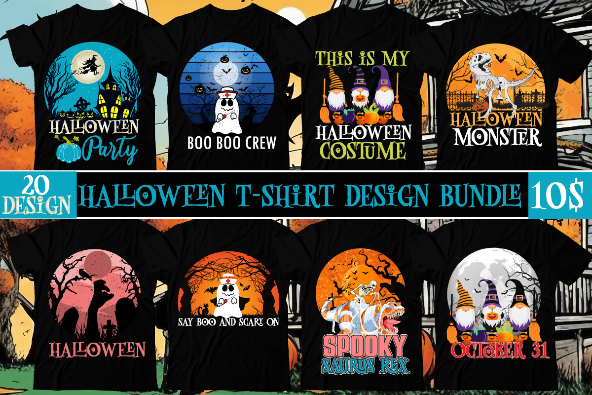 Halloween T-Shirt Design Bundle,Halloween Vector T-Shirt Design ...
