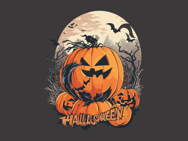 Spooky pumpkin halloween tshirt graphic