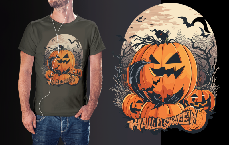 Spooky Pumpkin Halloween Tshirt Graphic